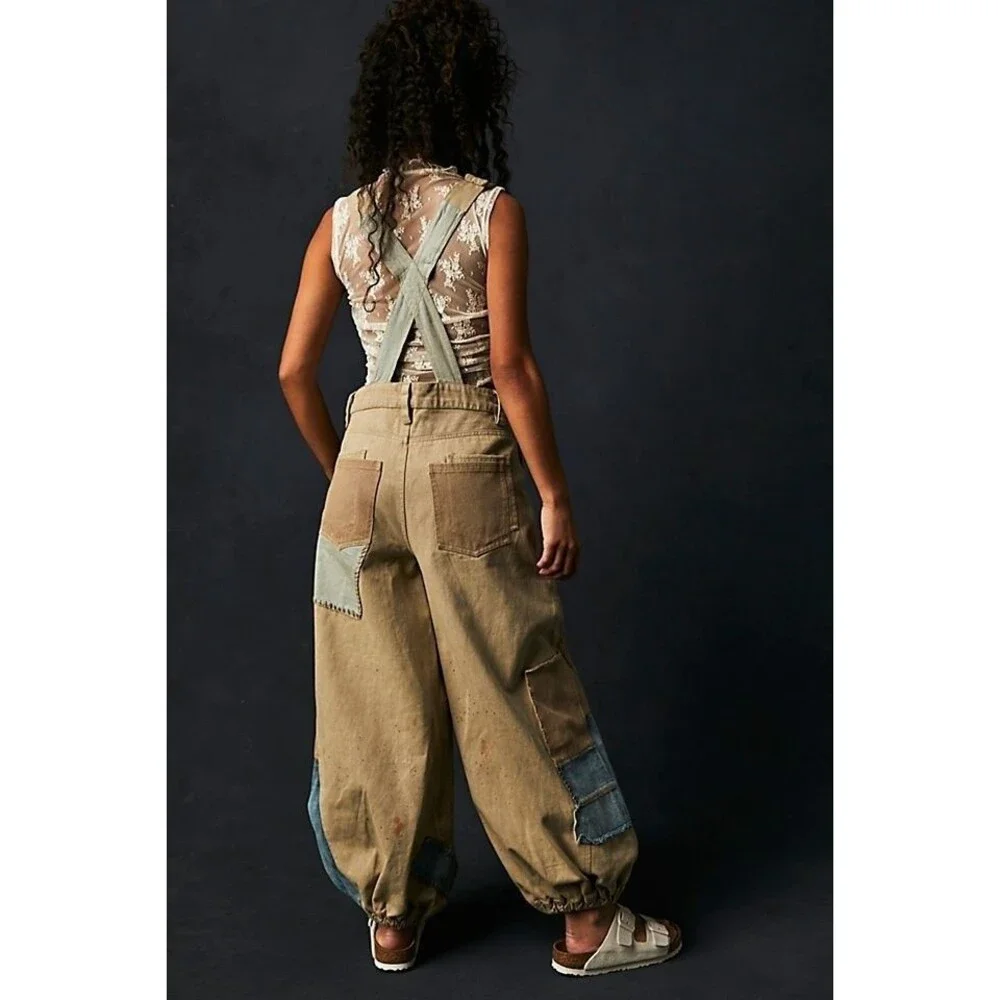 Free People We The Free Bittersweet Embroidered Overalls Jumpsuit Dress M 289446